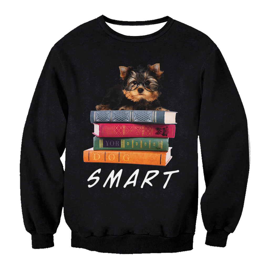 Sweat-shirt intelligent Yorkshire Terrier V1