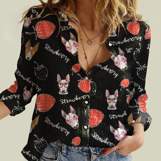 Erdbeere und Bullterrier - Damen-Shirt