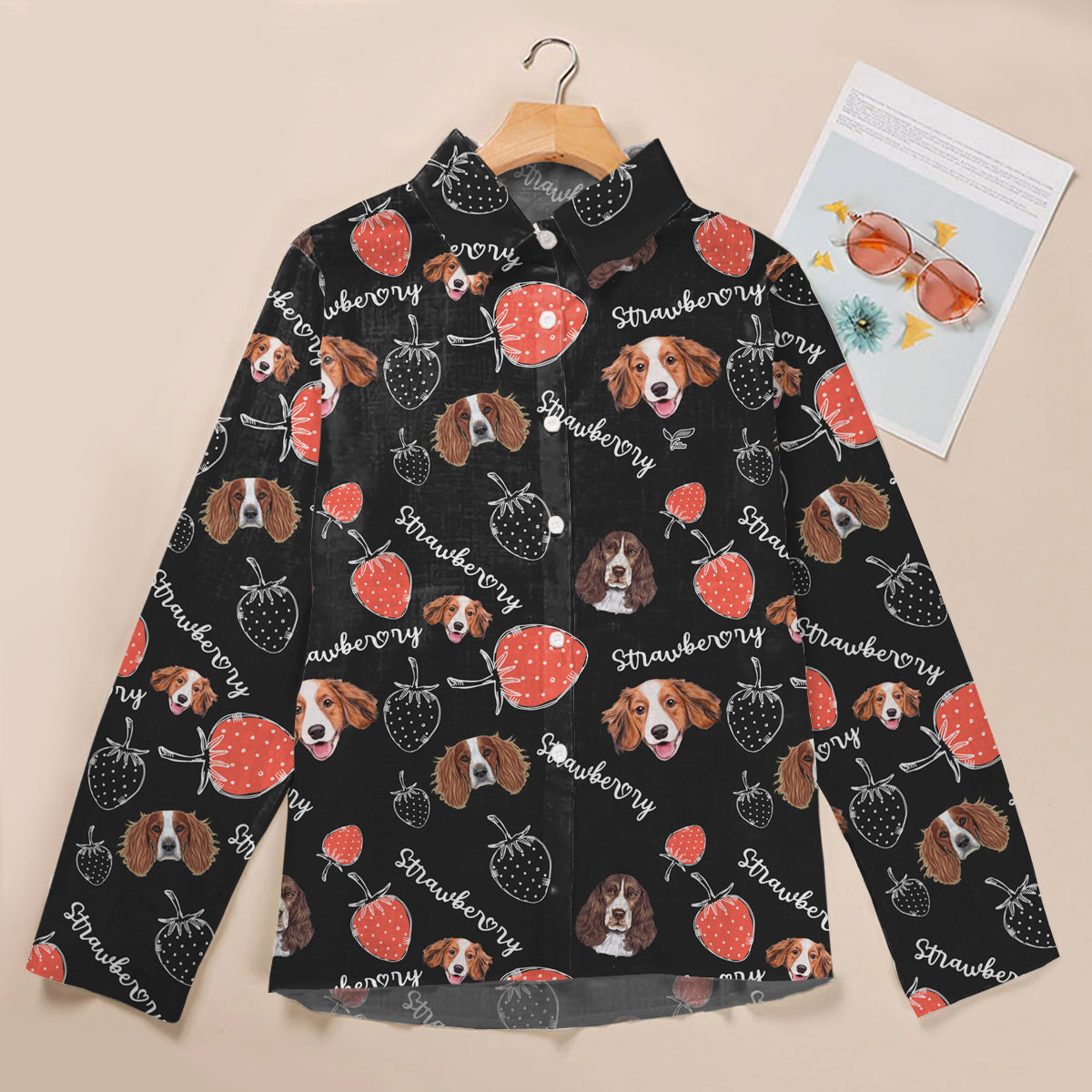 Erdbeere und Englischer Springer Spaniel - Damen-Shirt