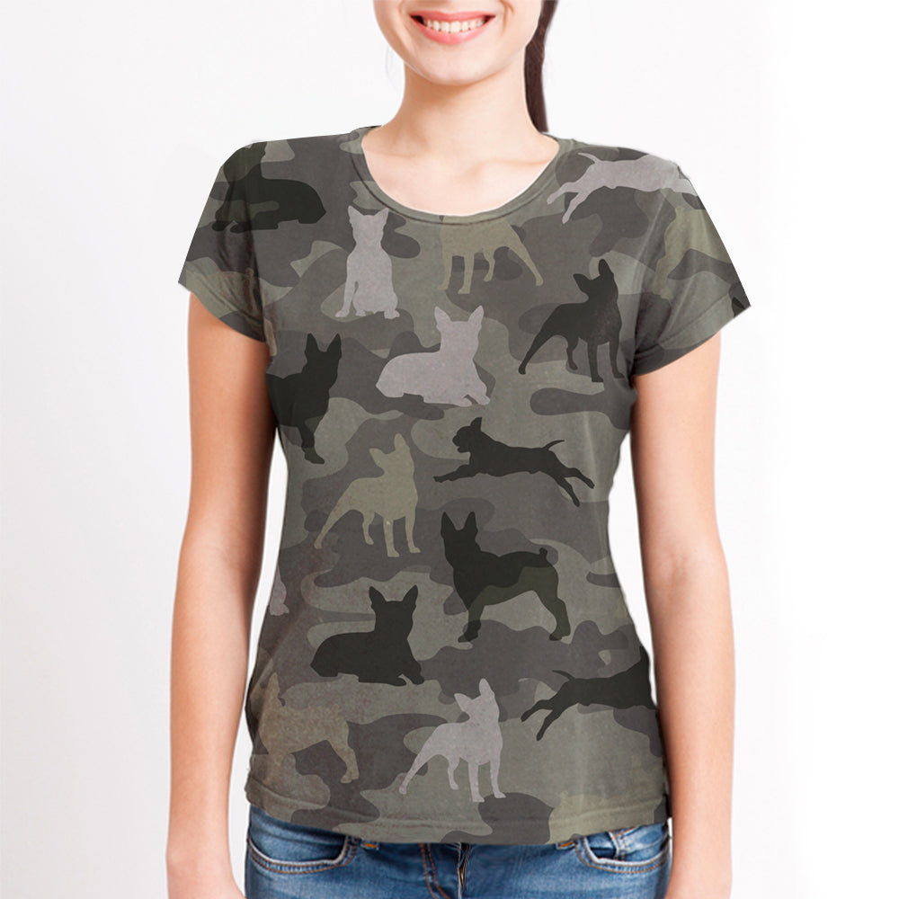 Street Style With French Bulldog Camo T-shirt V1