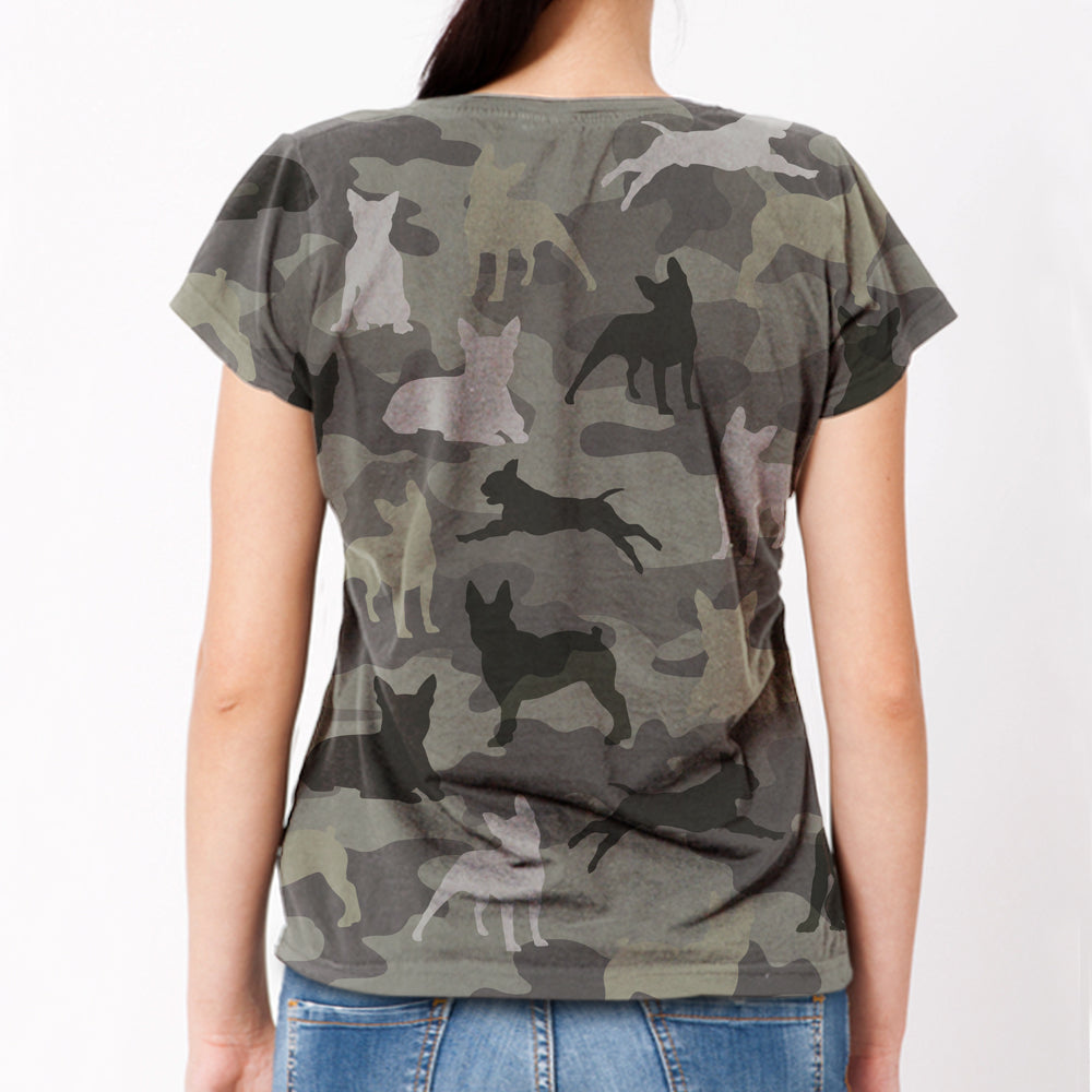 Street Style With French Bulldog Camo T-shirt V1