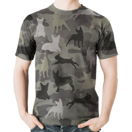 Street Style mit Französische Bulldogge Camo T-Shirt V1