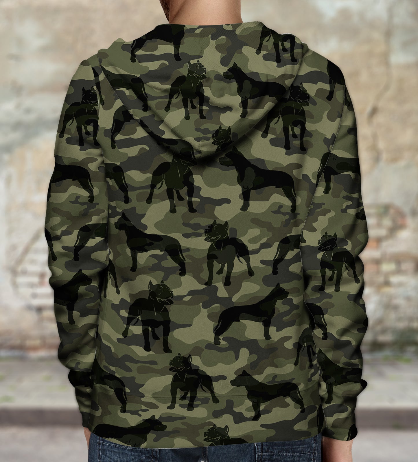 Street Style mit American Pit Bull Terrier Camo Hoodie V1