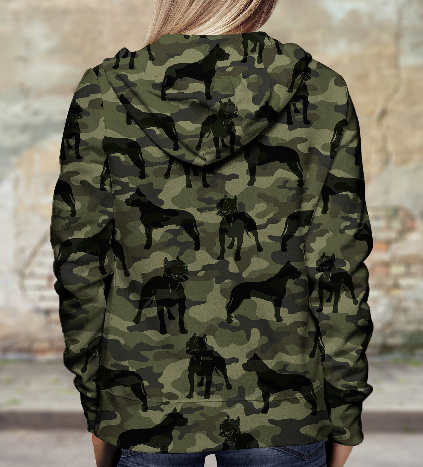 Street Style With American Pit Bull Terrier Camo Hoodie V1