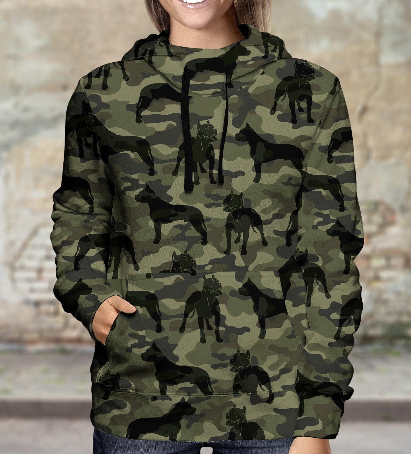 Street Style With American Pit Bull Terrier Camo Hoodie V1