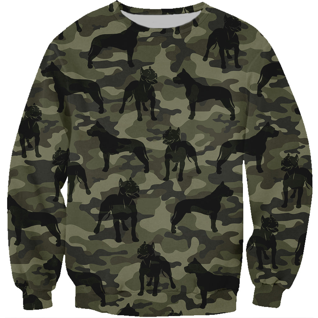 Street Style With American Pit Bull Terrier Camo Sweatshirt V1