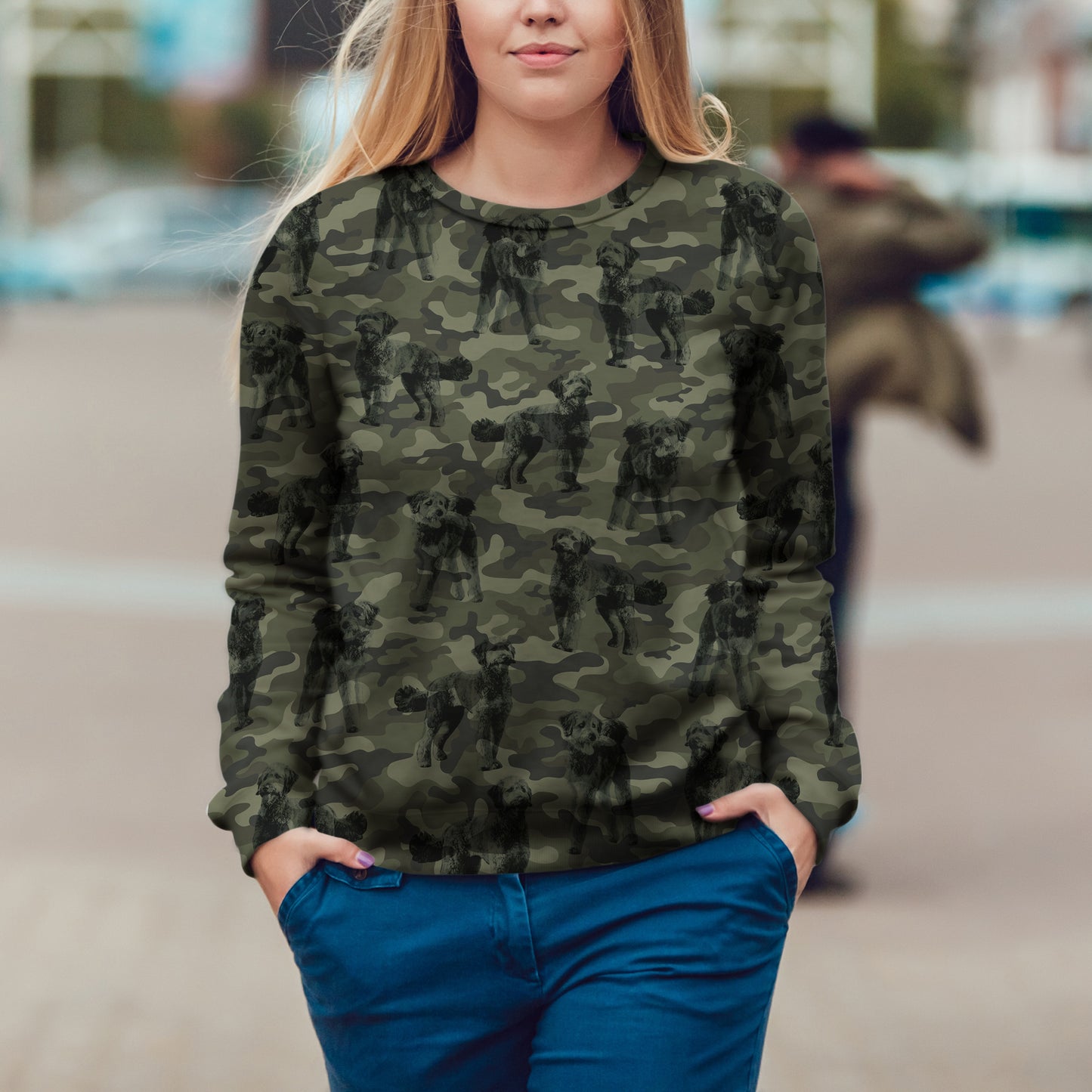 Street Style With Aussiedoodle Camo Sweatshirt V1
