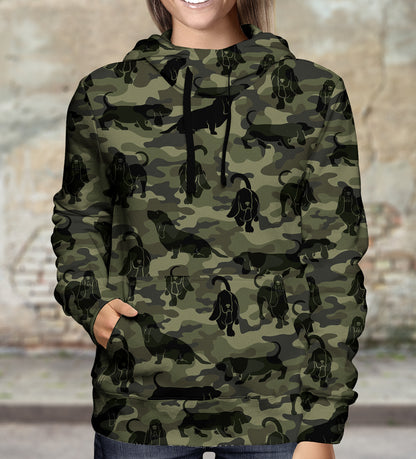 Style de rue avec sweat à capuche camouflage Basset Hound V1
