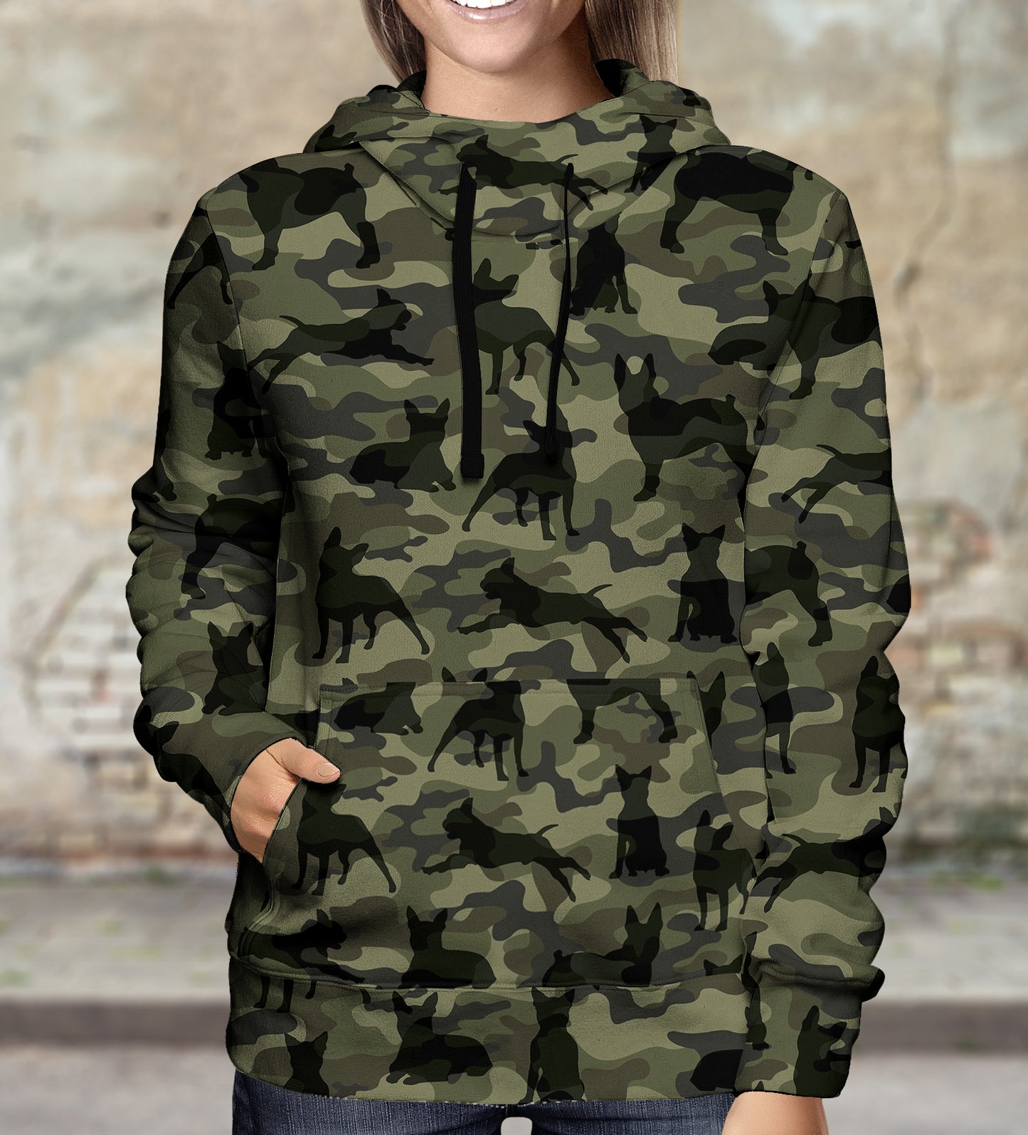 Street Style With Boston Terrier Camo Hoodie V1