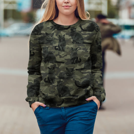 Street Style mit Britisch Kurzhaar-Katzen-Camouflage-Sweatshirt V1