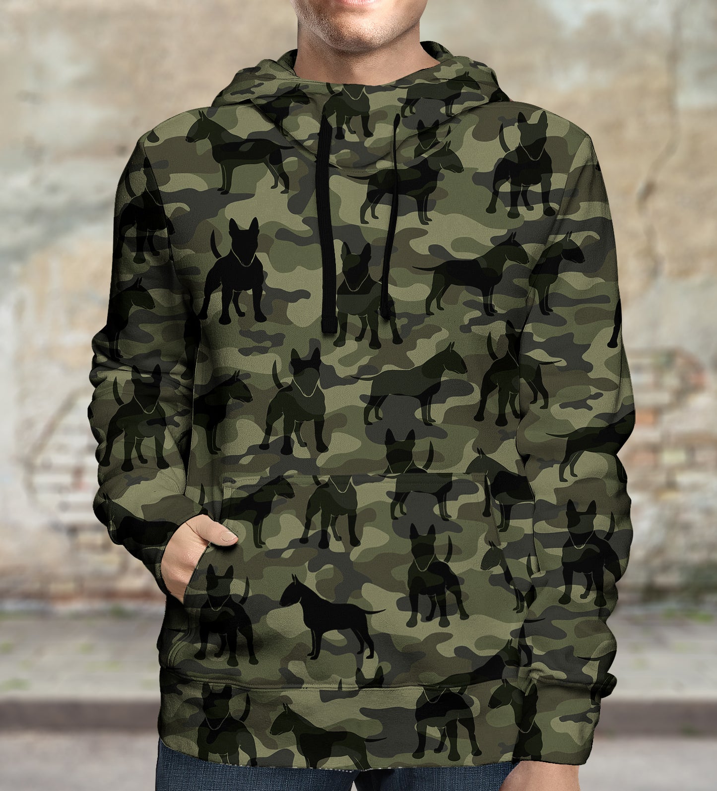 Style de rue avec sweat à capuche camouflage Bull Terrier V1