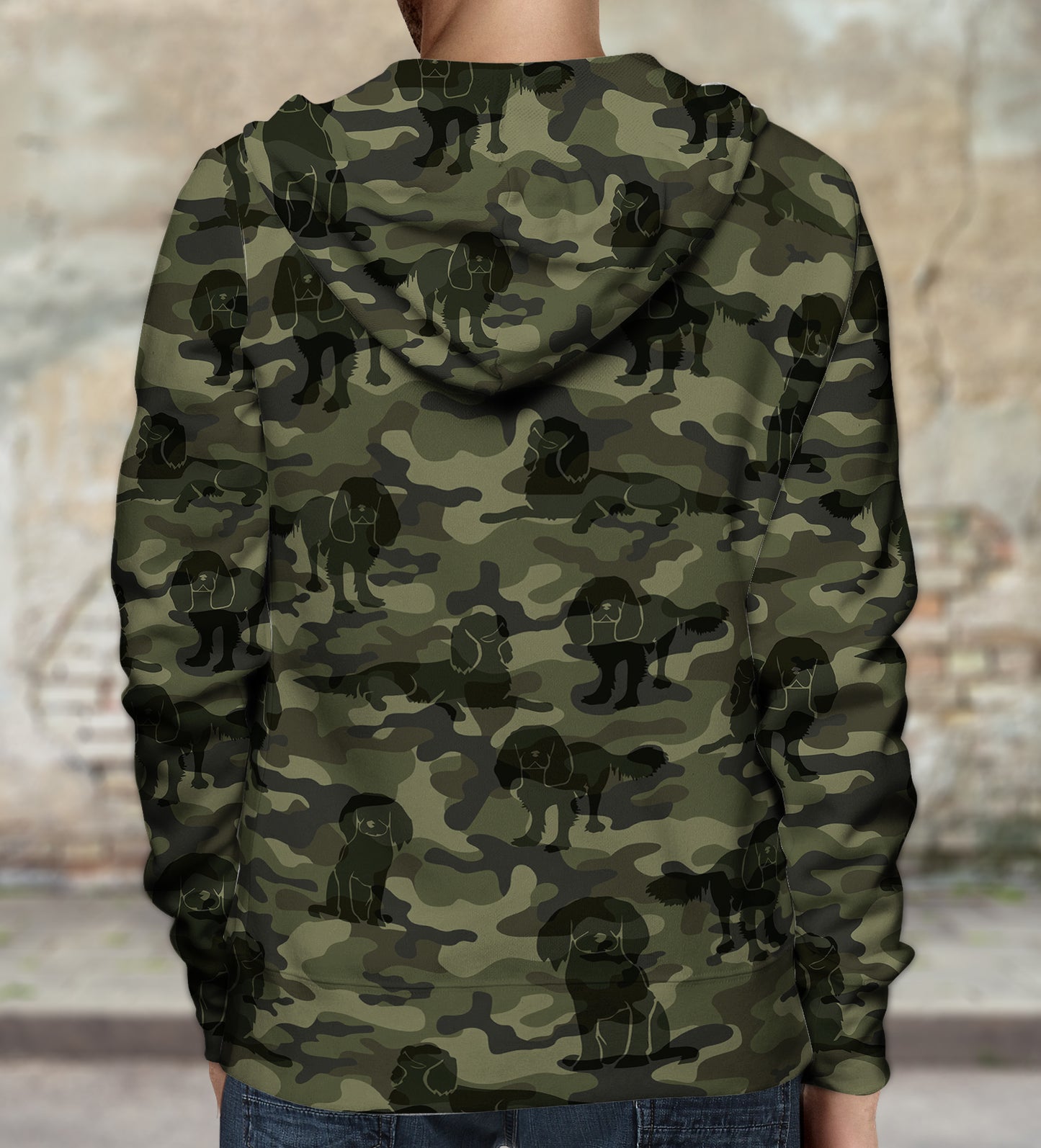 Style de rue avec sweat à capuche camouflage Cavalier King Charles Spaniel V1