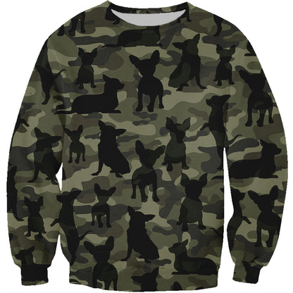 Street Style avec sweat-shirt camouflage Chihuahua V1