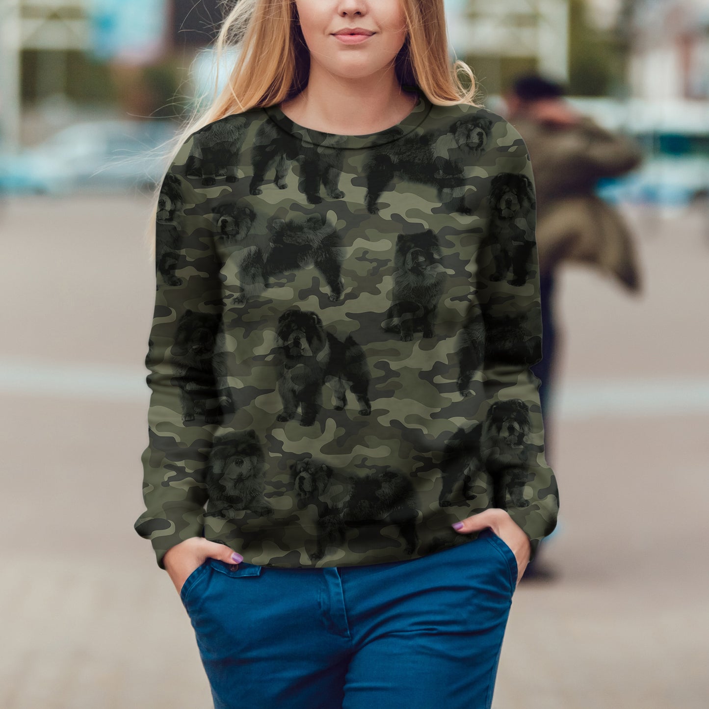 Street Style mit Chow Chow Camo Sweatshirt V1