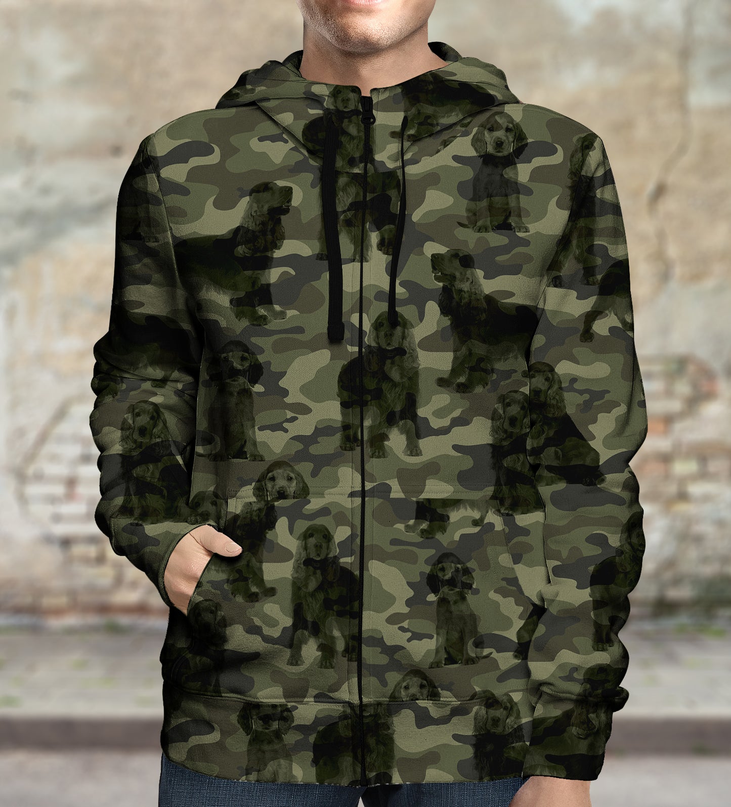 Street Style With English Cocker Spaniel Camo Hoodie V1