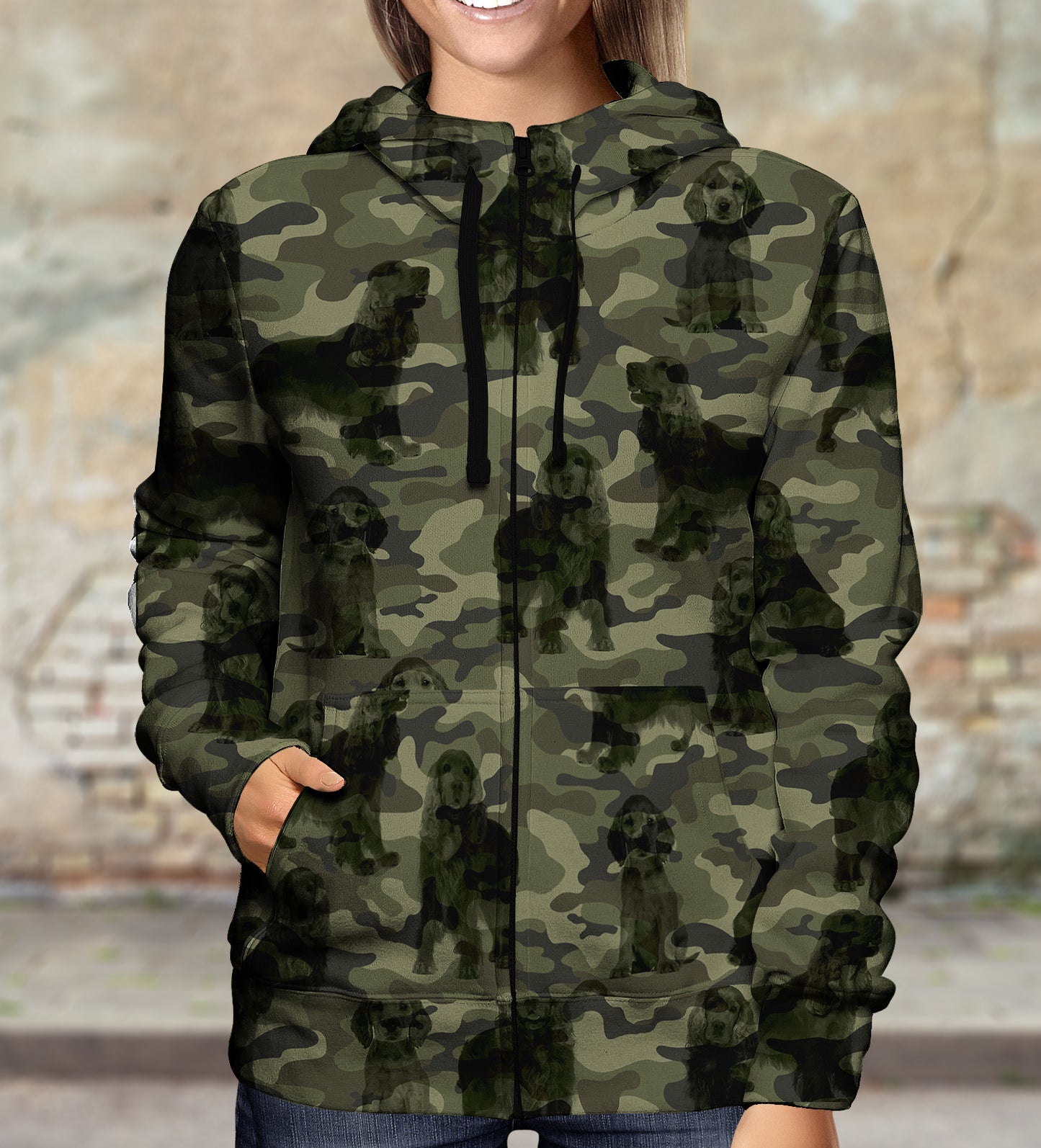 Street Style With English Cocker Spaniel Camo Hoodie V1