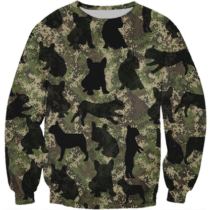 Street Style avec sweat-shirt camouflage bouledogue français V3