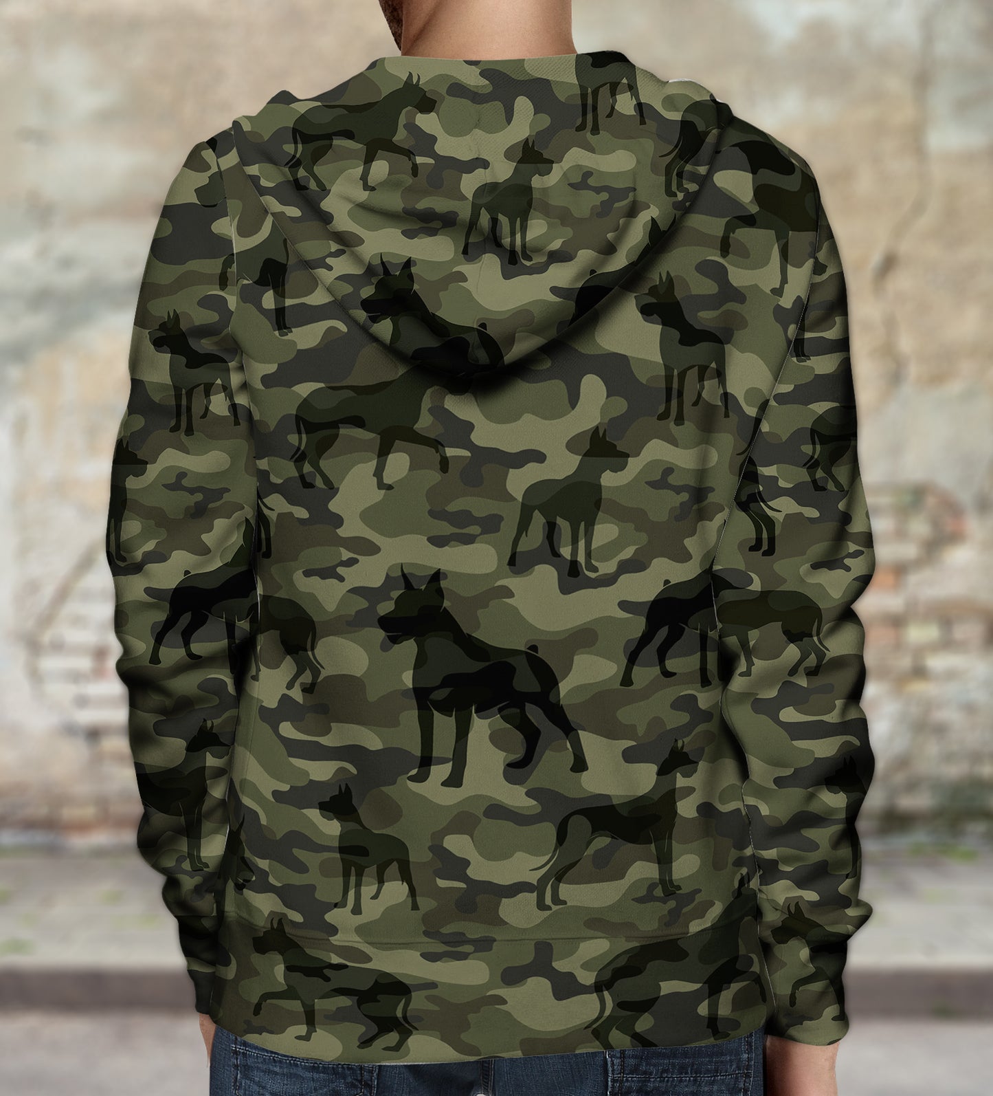 Street Style With Great Dane Camo Hoodie V1