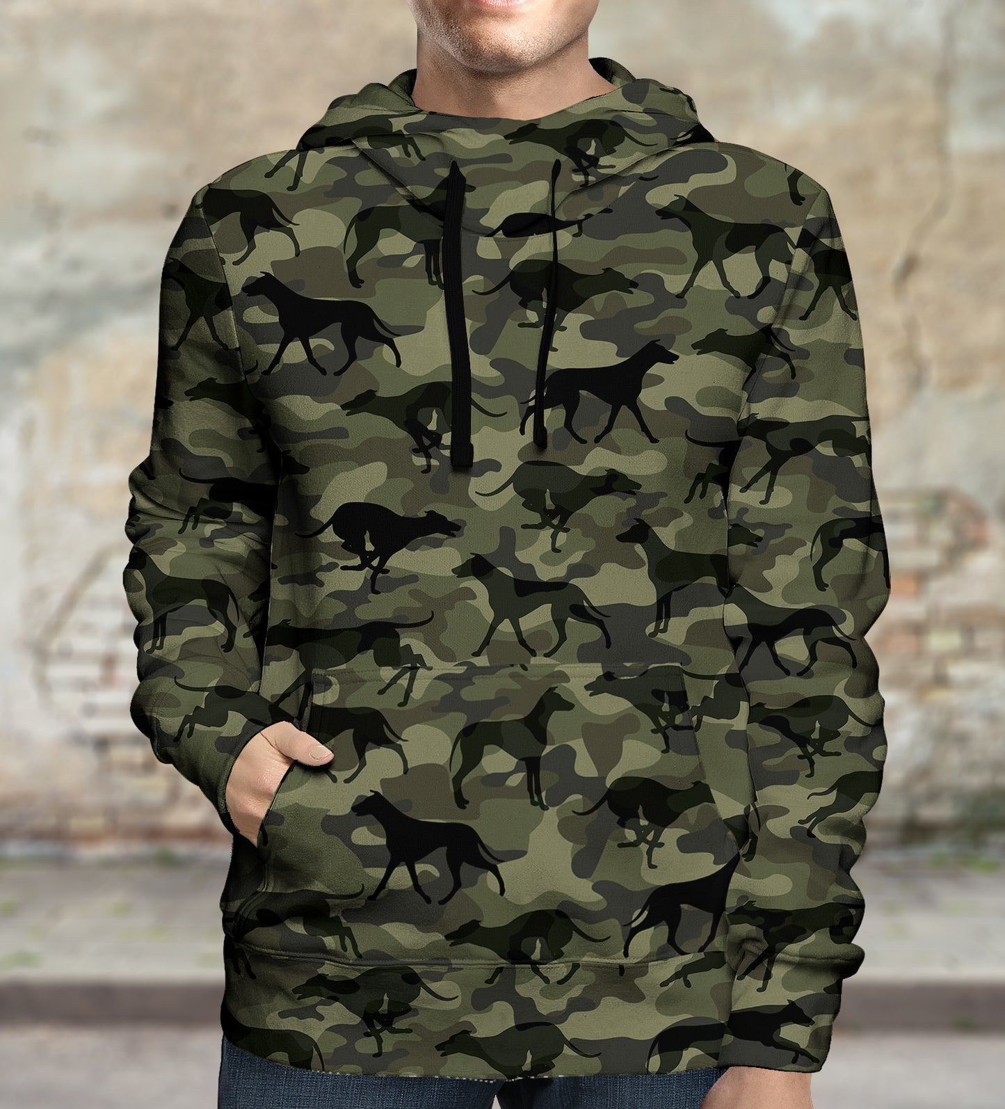 Street Style With Greyhound Camo Hoodie V1