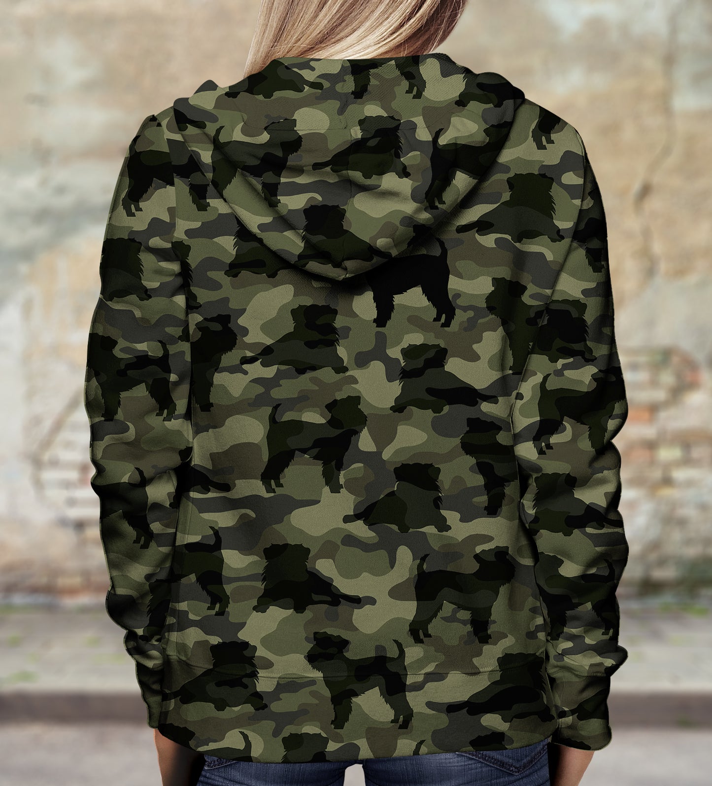 Street Style avec sweat à capuche camouflage Griffon Bruxellois V1