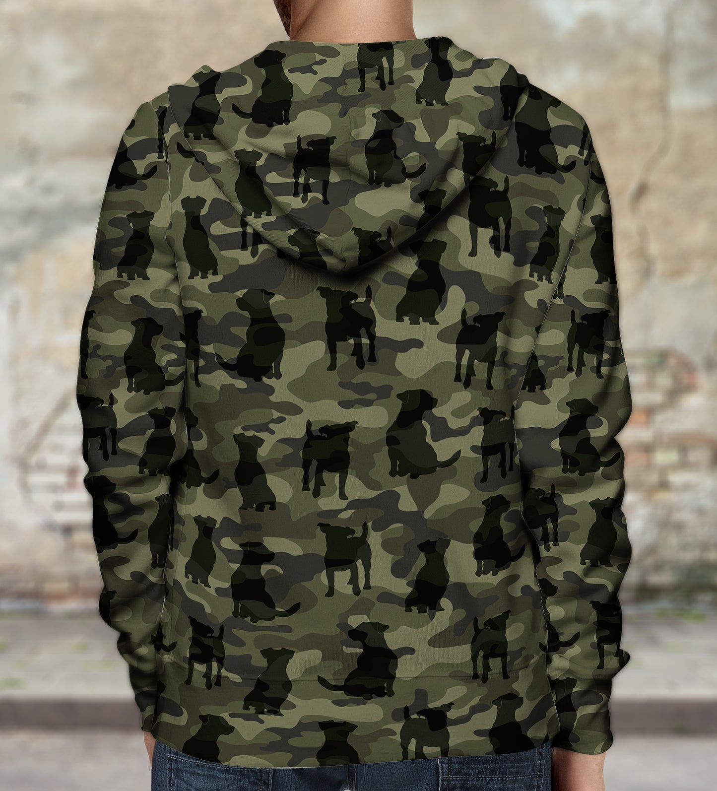 Street Style With Jack Russell Camo Hoodie V1
