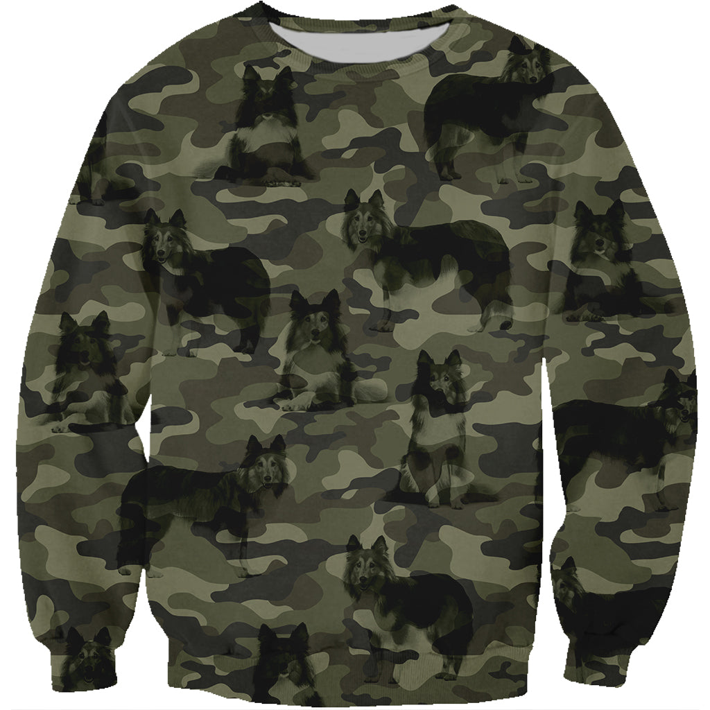 Street Style mit Shetland Sheepdog Camo Sweatshirt V1