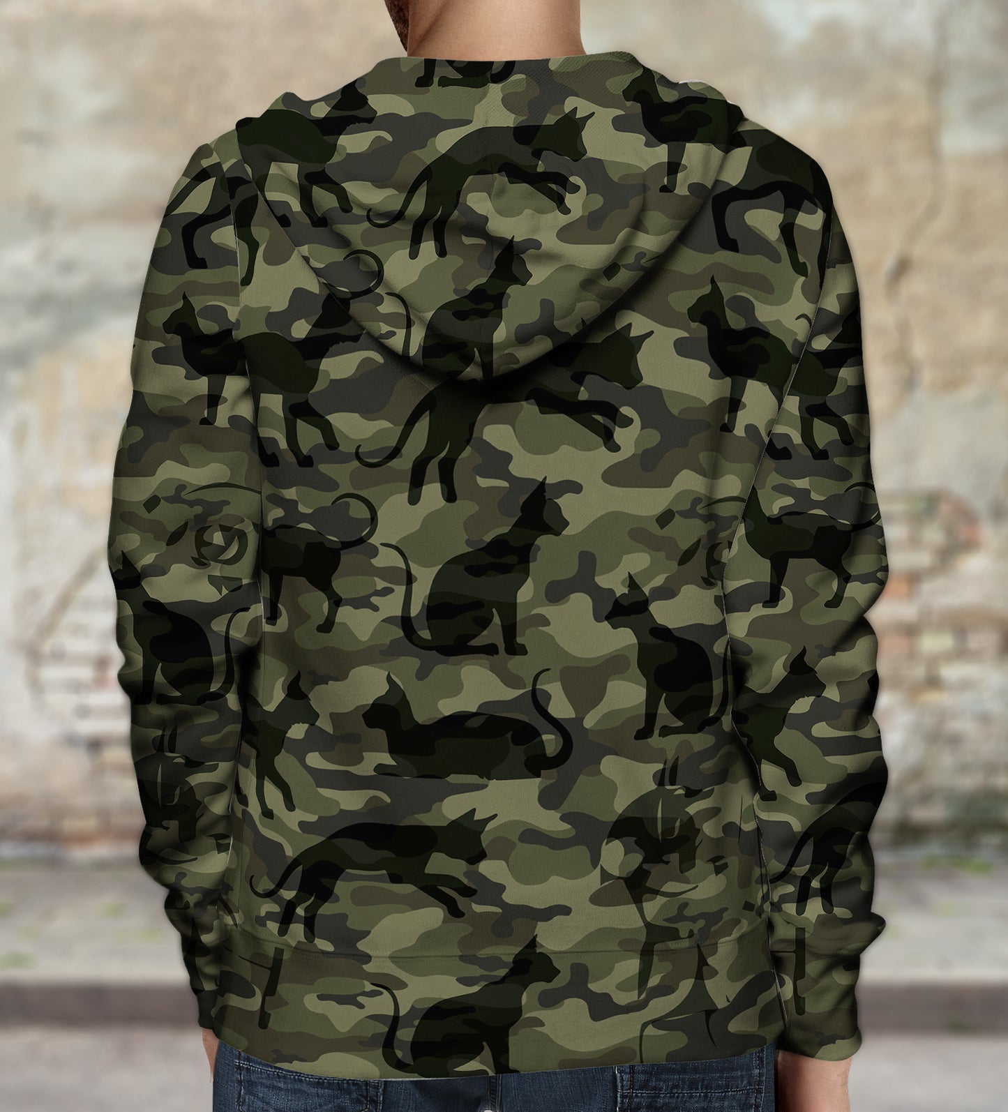 Street Style With Sphynx Cat Camo Hoodie V1