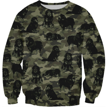 Street Style avec sweat-shirt camouflage Mastiff tibétain V1