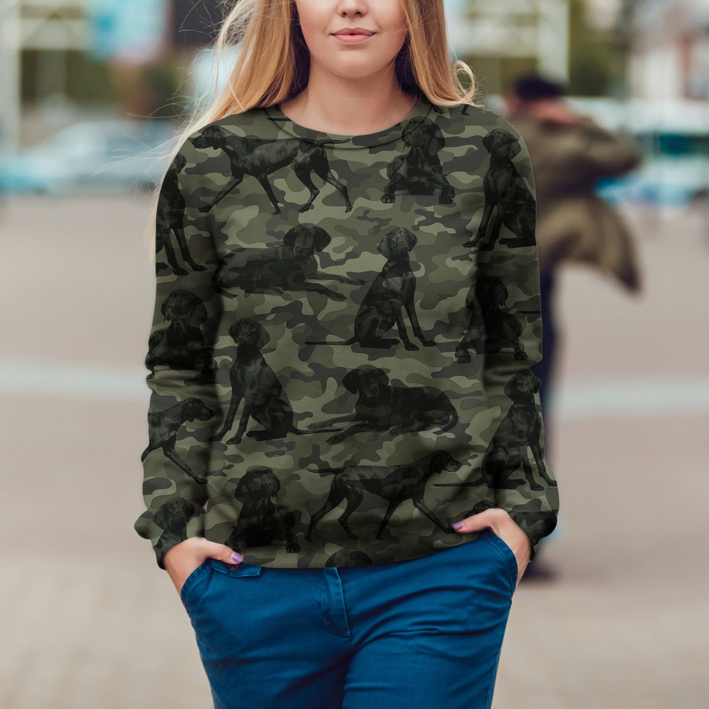 Street Style avec sweat-shirt camouflage Vizsla V1