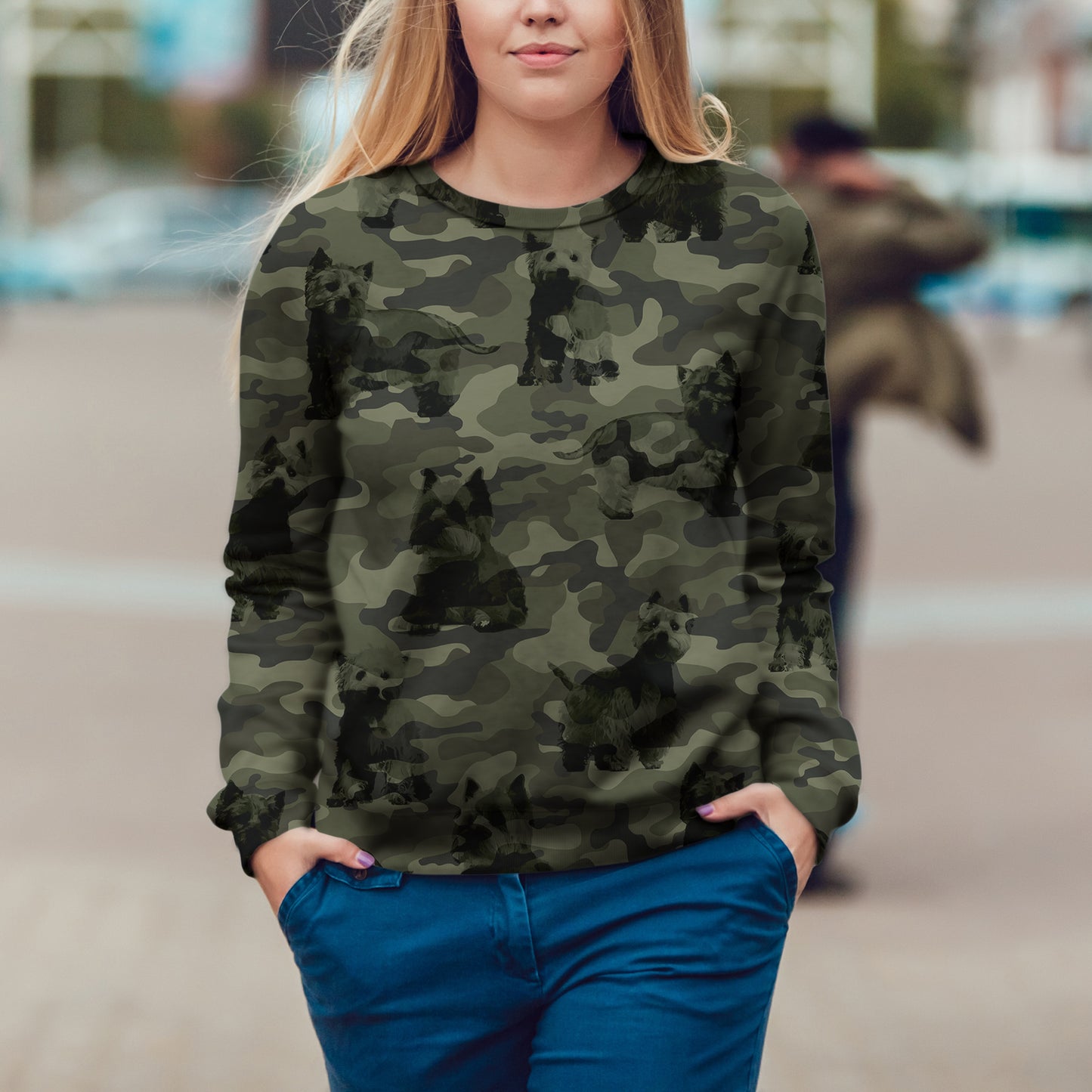 Street Style With West Highland White Terrier Camo Sweatshirt V1