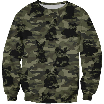 Street Style With Yorkshire Terrier Camo Sweatshirt V1