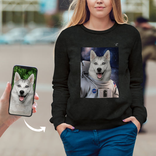 Der Astronaut – personalisiertes Sweatshirt mit dem Foto Ihres Haustieres