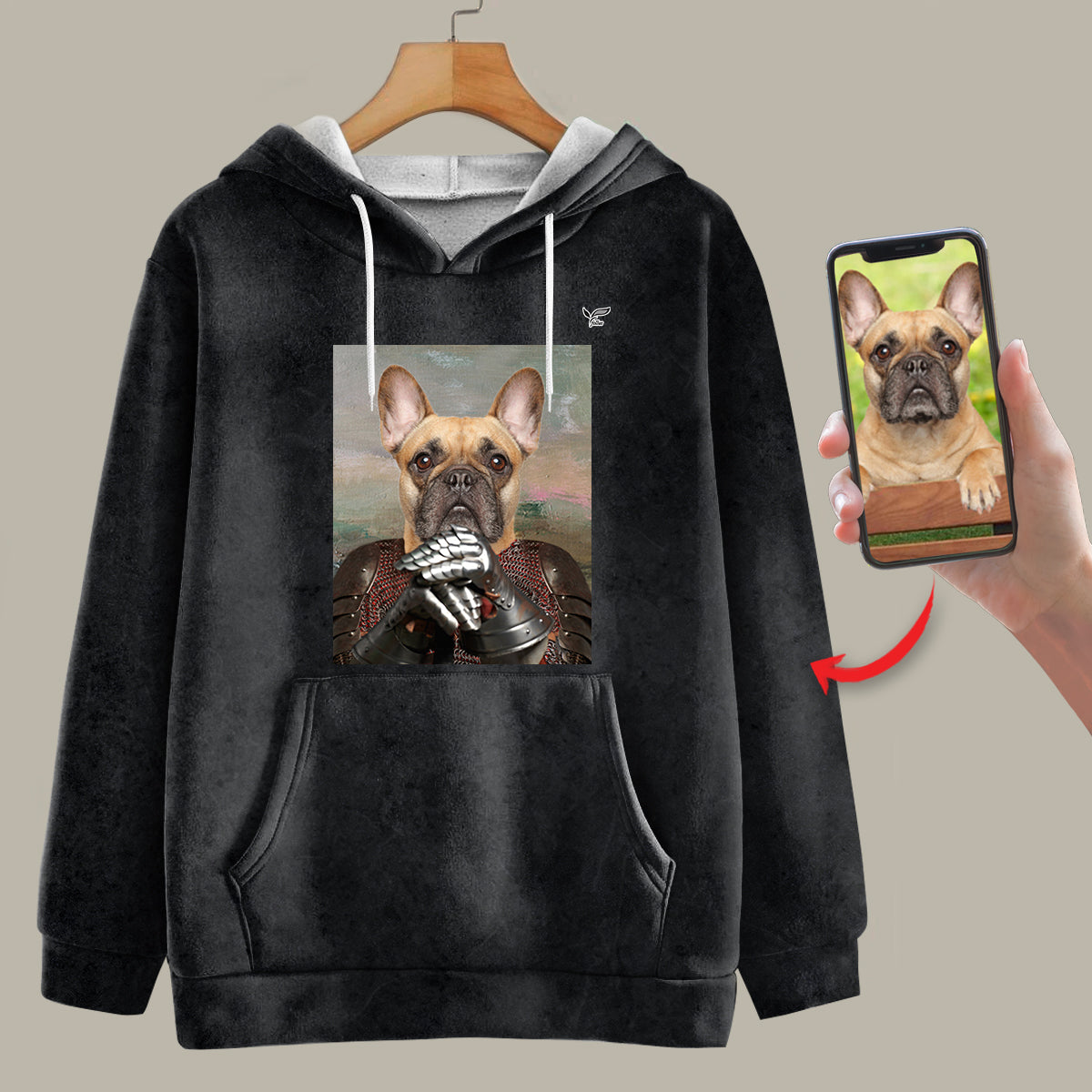 Le Médiéval - Sweat à capuche personnalisé avec la photo de votre animal