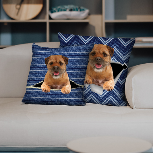 Sie stehlen Ihre Couch – Border Terrier Kissenbezüge V1 (2er-Set)