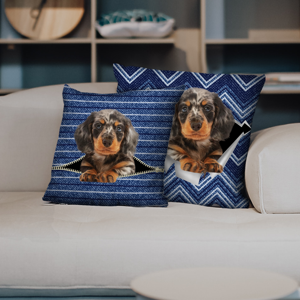 Sie stehlen Ihre Couch – Dapple Dachshund Kissenbezüge V2 (2er-Set)