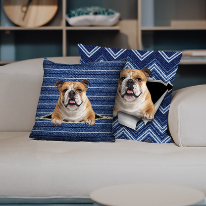 Sie stehlen Ihre Couch – Kissenbezüge mit englischer Bulldogge V2 (2er-Set)