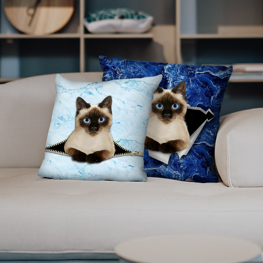 Ils volent votre canapé - Taies d'oreiller pour chat siamois V1 (Ensemble de 2)