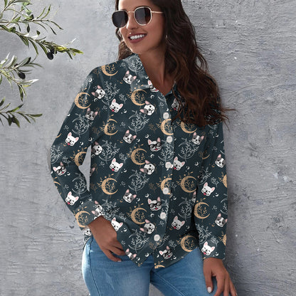 To the Moon With French Bulldog - Follus Women's Long-Sleeve Shirt 019