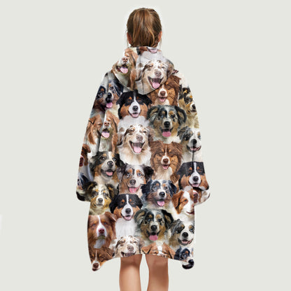 Warm Winter With Australian Shepherds - Fleece Blanket Hoodie