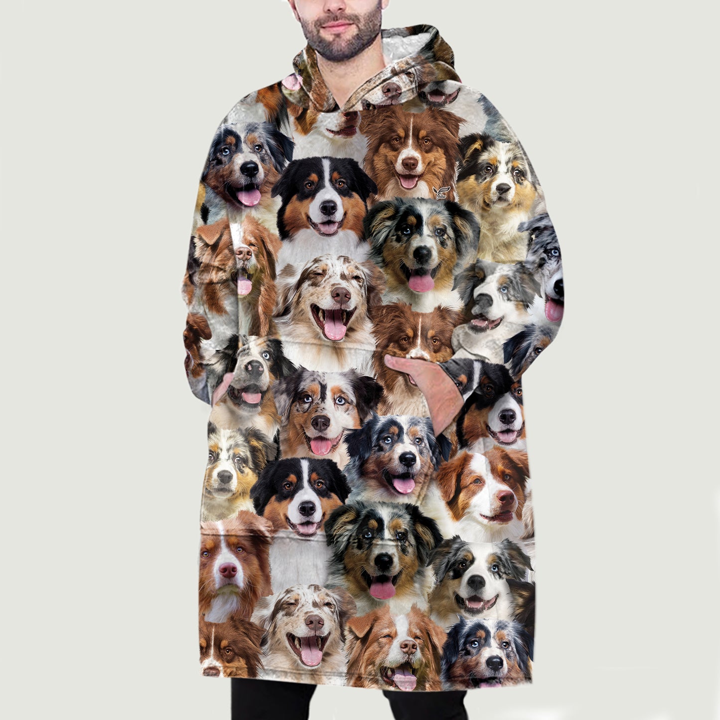 Warm Winter With Australian Shepherds - Fleece Blanket Hoodie