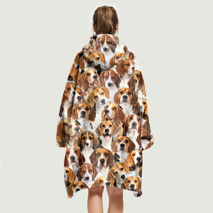 Warmer Winter mit Beagles – Fleece-Decke-Hoodie