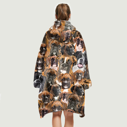 Warm Winter With Boxers - Fleece Blanket Hoodie