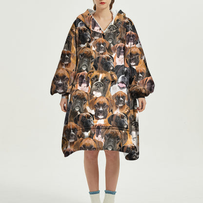 Warm Winter With Boxers - Fleece Blanket Hoodie