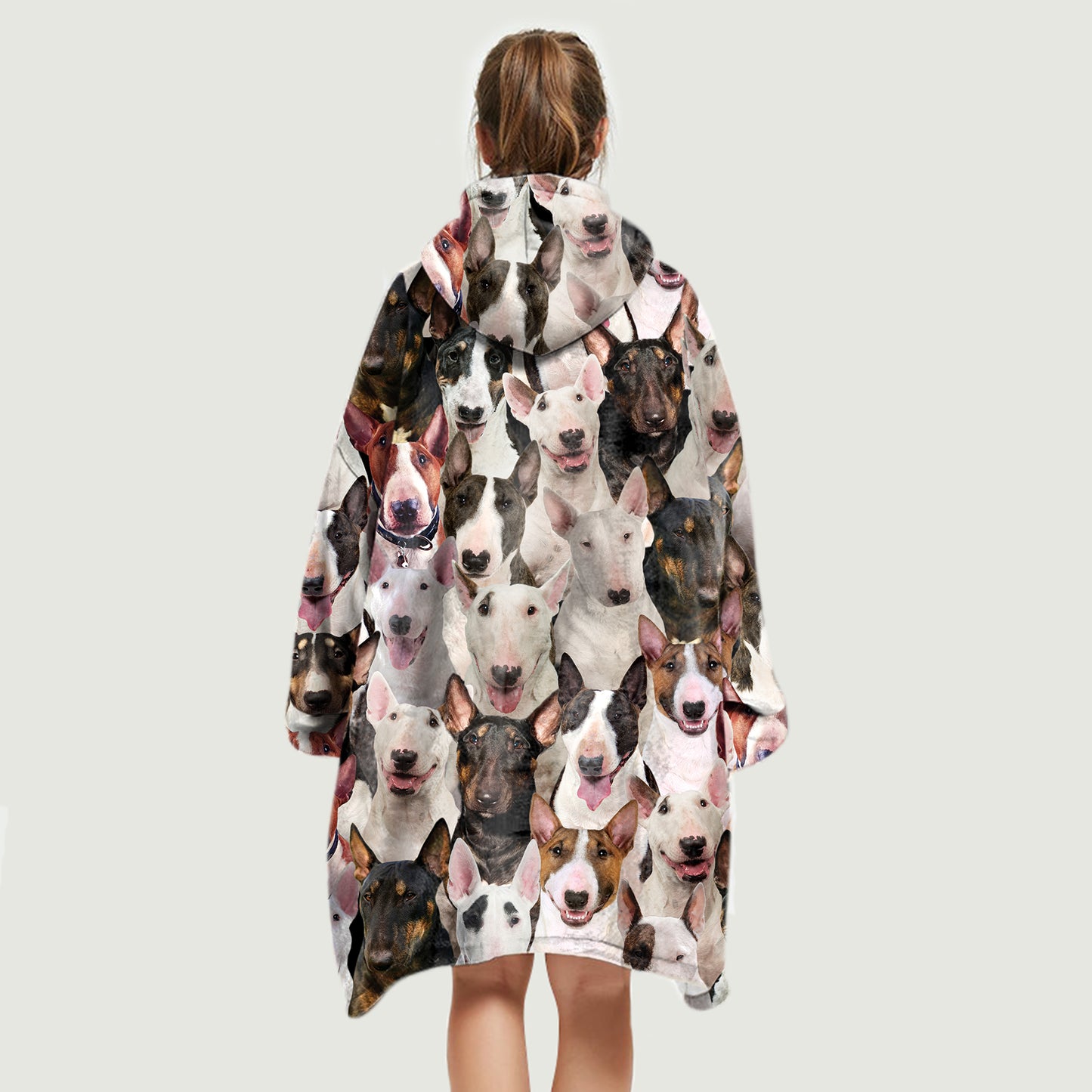 Warm Winter With Bull Terriers - Fleece Blanket Hoodie