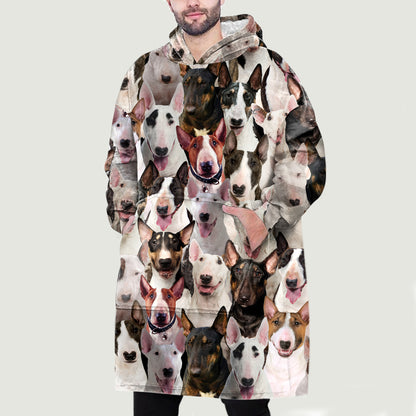 Warm Winter With Bull Terriers - Fleece Blanket Hoodie