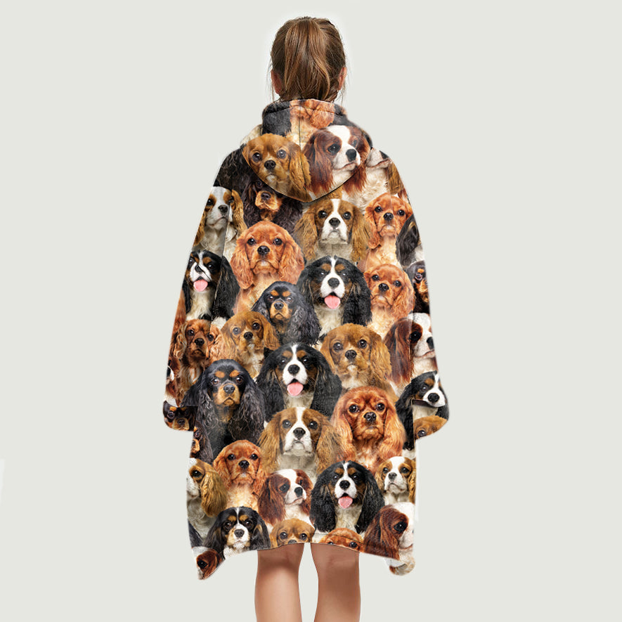 Warm Winter With Cavaliers - Fleece Blanket Hoodie