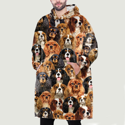 Warm Winter With Cavaliers - Fleece Blanket Hoodie