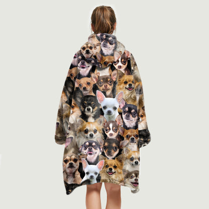 Warm Winter With Chihuahuas - Fleece Blanket Hoodie