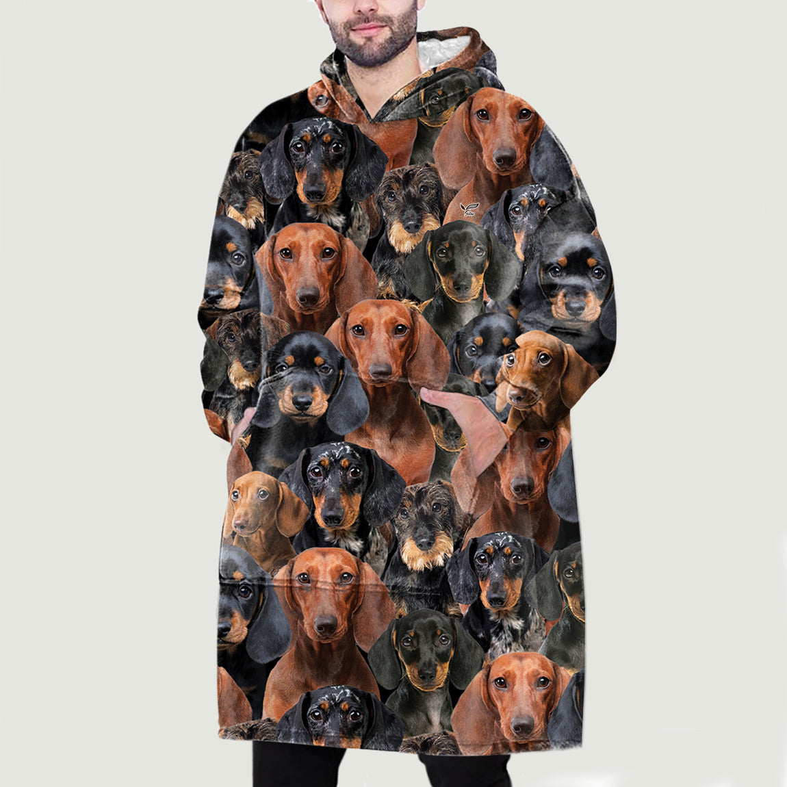 Warm Winter With Dachshunds - Fleece Blanket Hoodie