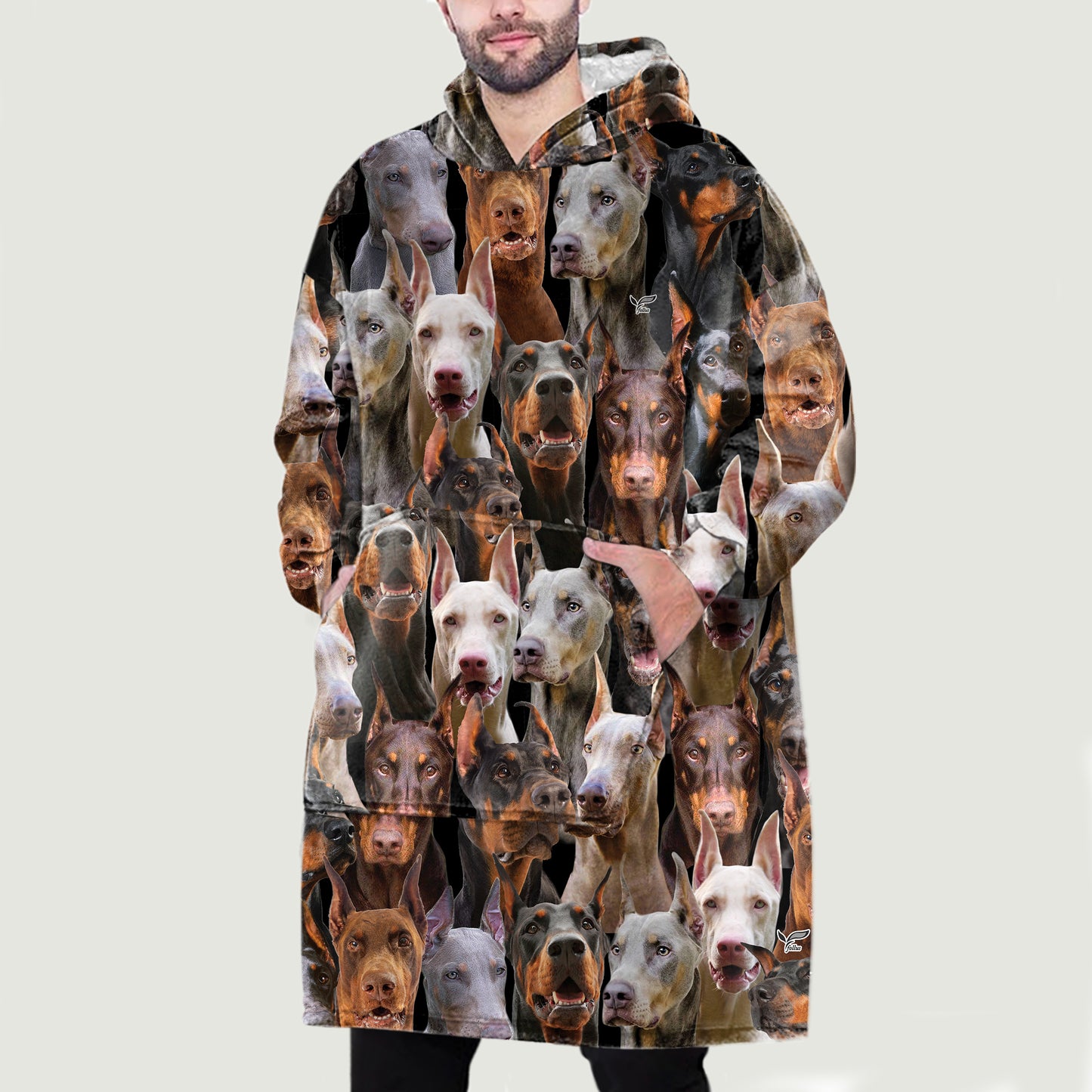 Warm Winter With Doberman Pinschers - Fleece Blanket Hoodie